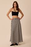 Çizgili Maxi Etek Siyah