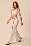 Wide Leg Çizgili Pantolon Ekru