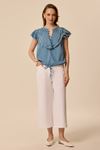 Yıkamalı Püsküllü Bluz Mavi
