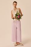 Nervürlü Culotte Pantolon Lila