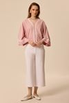 Şerit Geçişli Bluz Pembe