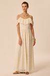 Volanlı Dantel Elbise Krem