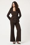 Çizgili Wide Leg Pantolon Kahverengi